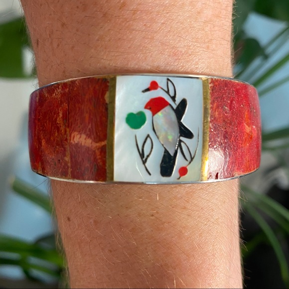 Hummingbird Bracelet- Philippines Handmade antique vintage Gold Abalone silver - Picture 4 of 6